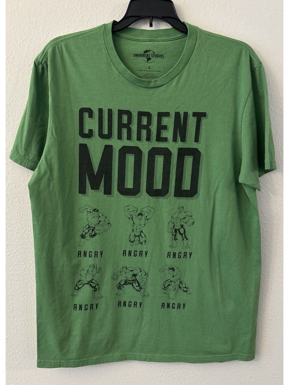 Incredible Hulk - Marvel Universal Tshirt Size L Green “Current Mood”